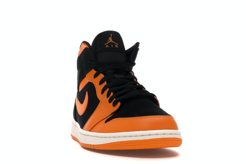 Jordan 1 Mid Black Orange Peel