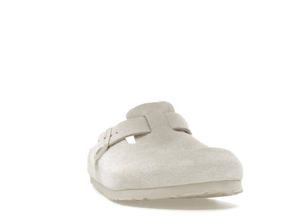 Birkenstock Boston Soft Footbed Suede Antique White