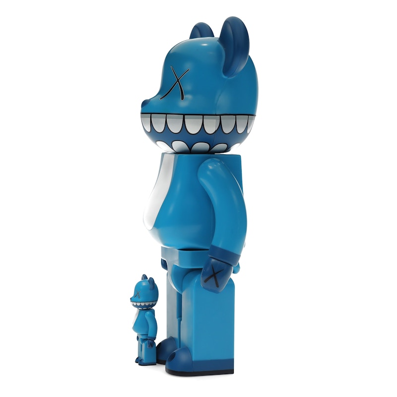 Bearbrick x a-nation KAWS Chompers 100% & 400% Set Blue