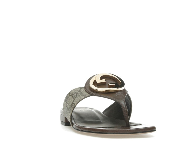 Gucci Blondie Thong Canvas Sandals Ebony (Women's)