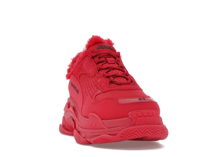 Balenciaga Triple S Faux Fur Burgundy