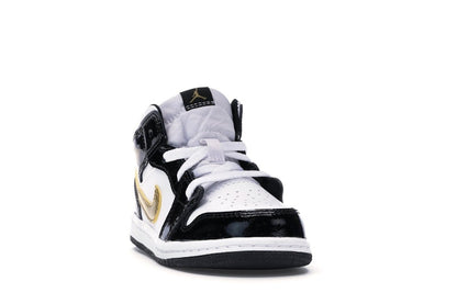 Jordan 1 Mid Patent Black White Gold (TD)