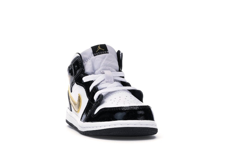 Jordan 1 Mid Patent Black White Gold (TD)