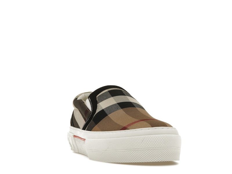 Burberry Slip On Sneakers Exaggerated Check Birch Brown White