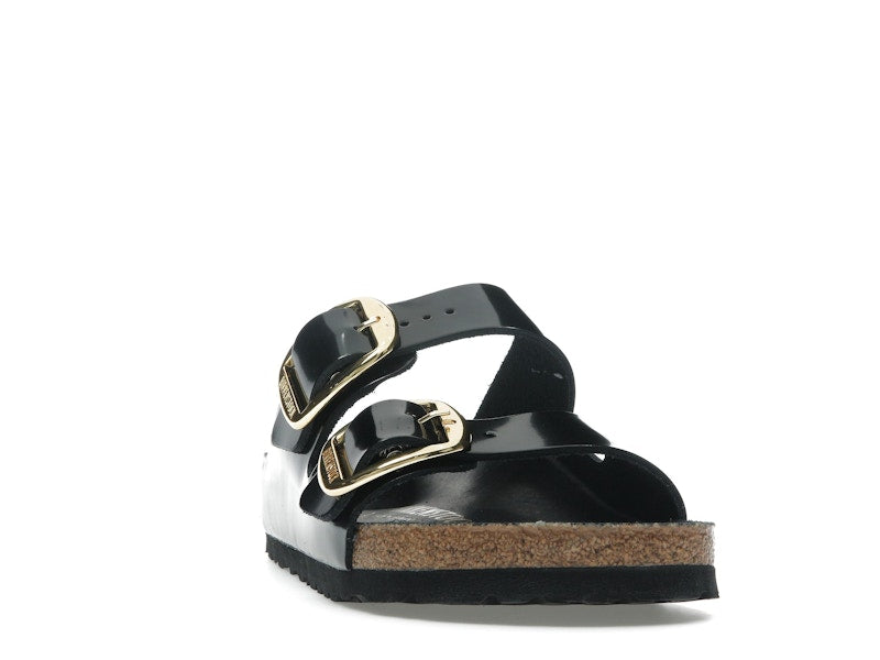 Birkenstock Arizona Big Buckle Natural Leather Patent Black Gold (Women's)