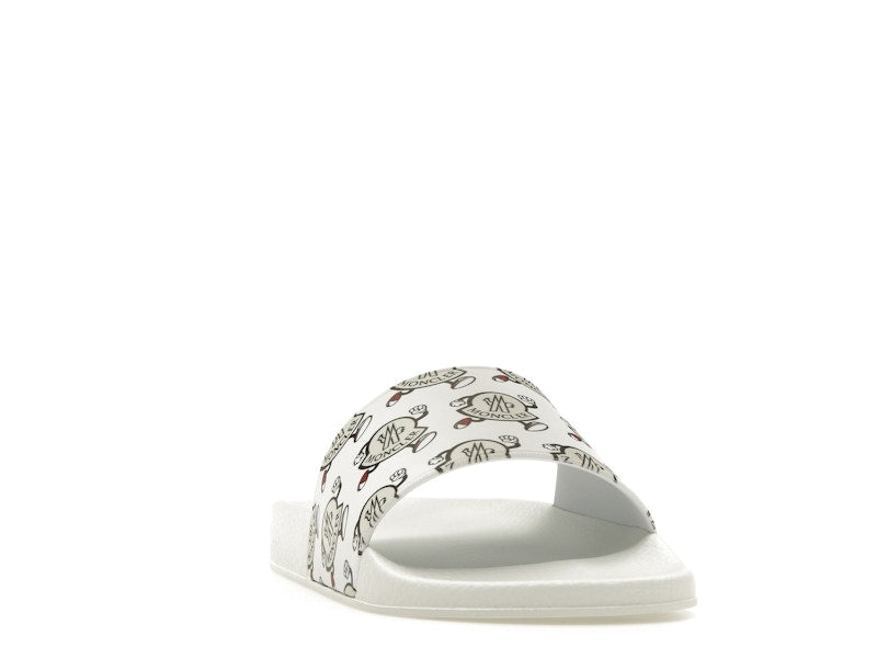 Moncler Basile Slide Logo Print White