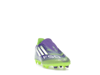 adidas F50 League Laceless FG/MG Purple Rush Cloud White Lucid Lemon (GS)