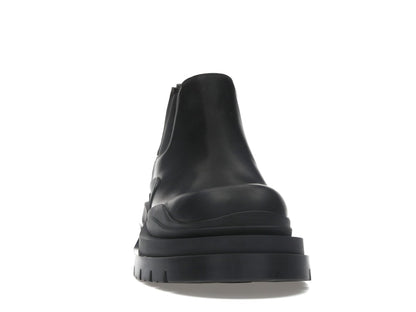Bottega Veneta Leather Tire Chunky Sole Ankle Chelsea Boot Black