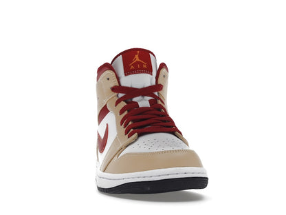 Jordan 1 Mid Light Curry Cardinal