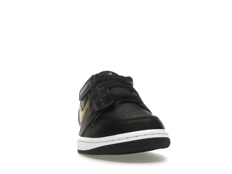 Jordan 1 Low FlyEase Black White Metallic Gold