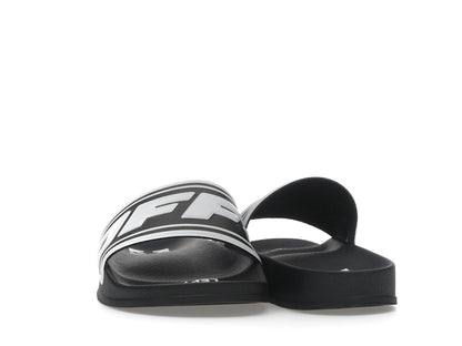 OFF-WHITE Embossed Logo Pool Slides Black White (Women's)