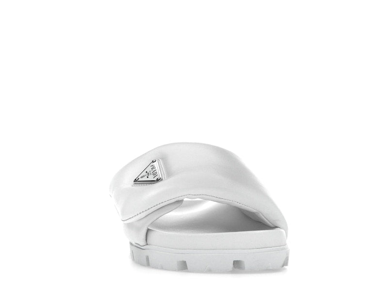 Prada Soft Padded 20mm Slide Sandal White Nappa Leather