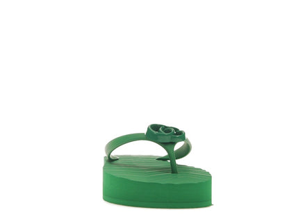 Gucci Chevron Thong Sandal Green Rubber
