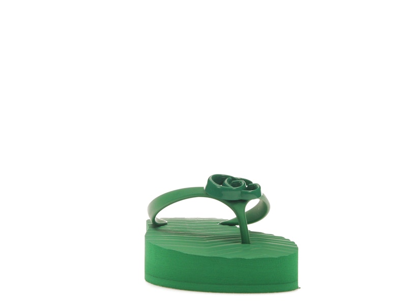 Gucci Chevron Thong Sandal Green Rubber