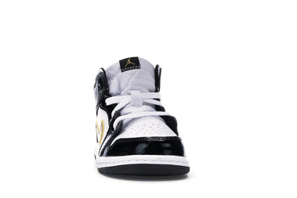 Jordan 1 Mid Patent Black White Gold (TD)