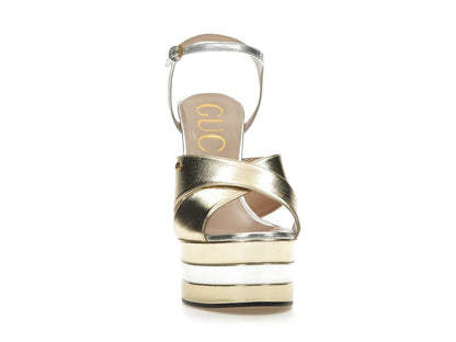 Gucci 135mm Platform Sandal Metallic Leather (Women's)