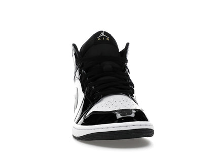 Jordan 1 Mid SE Patent Black White Metallic Silver Metallic Gold