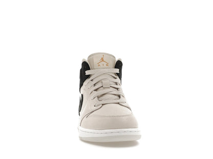Jordan 1 Mid Light Bone Metallic Gold Black (GS)