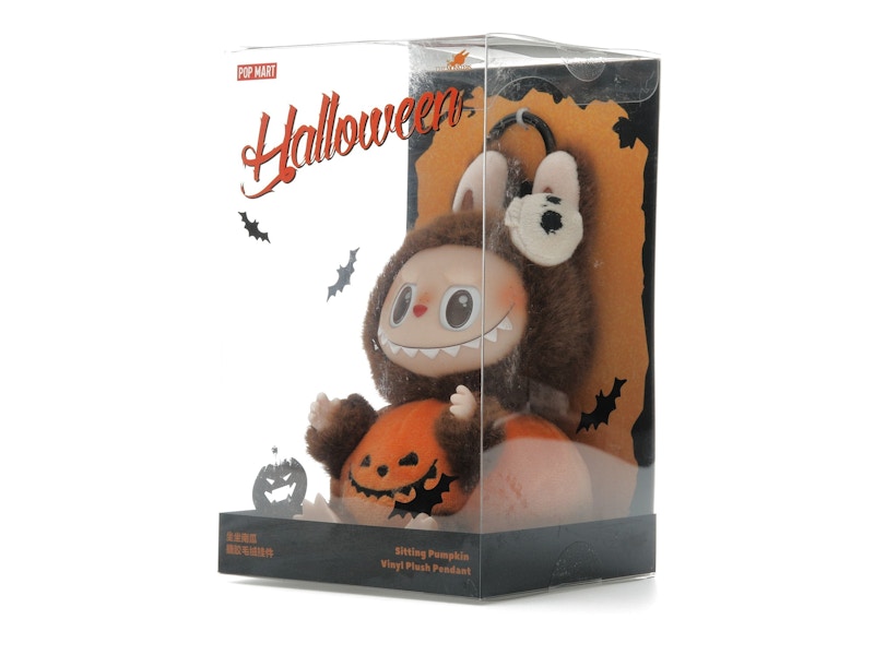 Pop Mart Labubu Happy Halloween Party Series-Sitting Pumpkin Vinyl Plush Pendant
