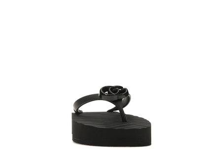 Gucci Chevron Thong Sandal Black Rubber