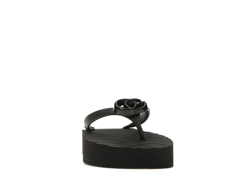 Gucci Chevron Thong Sandal Black Rubber