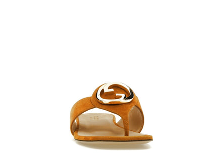 Gucci Blondie Thong Sandal Light Brown Suede