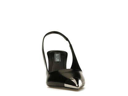 Prada 75mm Slingback Pump Black Leather