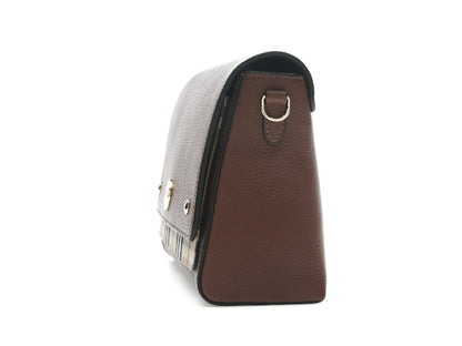 Burberry Vintage Check and Leather Note Crossbody Bag Tan