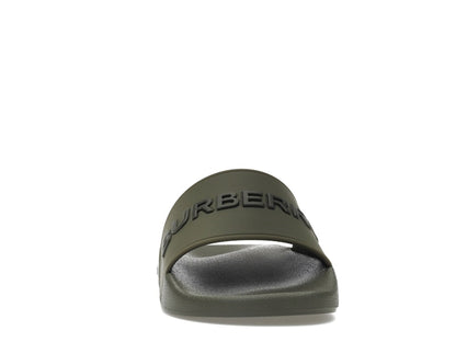 Burberry Embossed Logo Slides Dark Fern Green Black