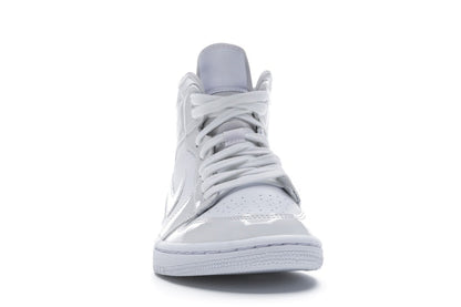Jordan 1 Mid Triple White Patent Swoosh (Women's)