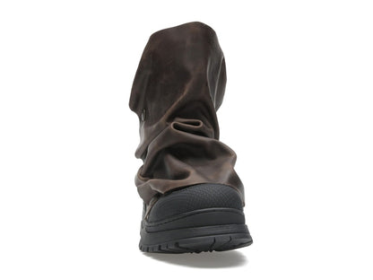 H&M x Glenn Martens Gaiter-Detail Leather Boots Dark Brown