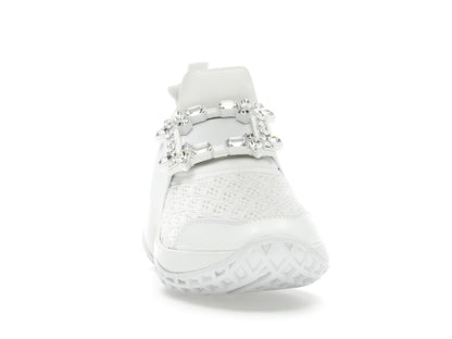 Roger Vivier Viv' Run Fabric White Crystal Buckle (Women's)