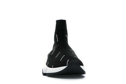Balenciaga Speed Trainer Logo Print Black White (Women's)