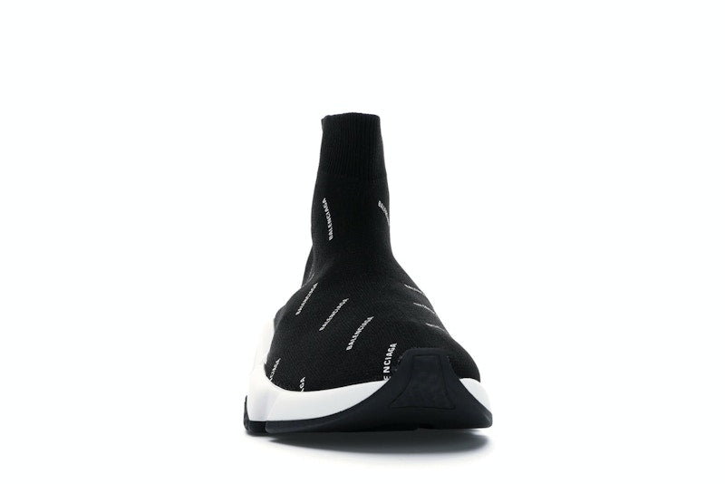 Balenciaga Speed Trainer Logo Print Black White (Women's)