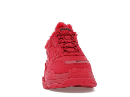 Balenciaga Triple S Faux Fur Burgundy
