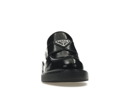 Prada Chocolate 50mm Loafer Black Brushed Leather