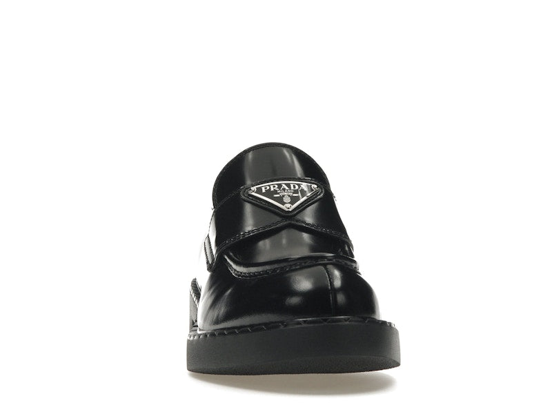 Prada Chocolate 50mm Loafer Black Brushed Leather