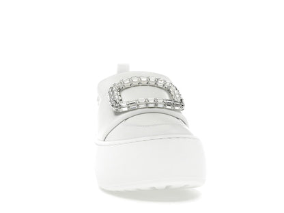 Roger Vivier Viv' Up White Crystal Buckle (Women's)