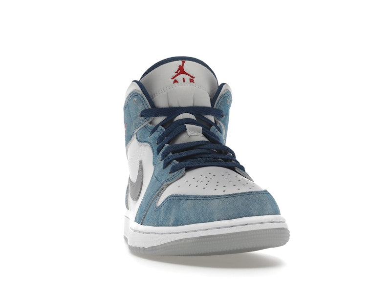 Jordan 1 Mid French Blue Fire Red