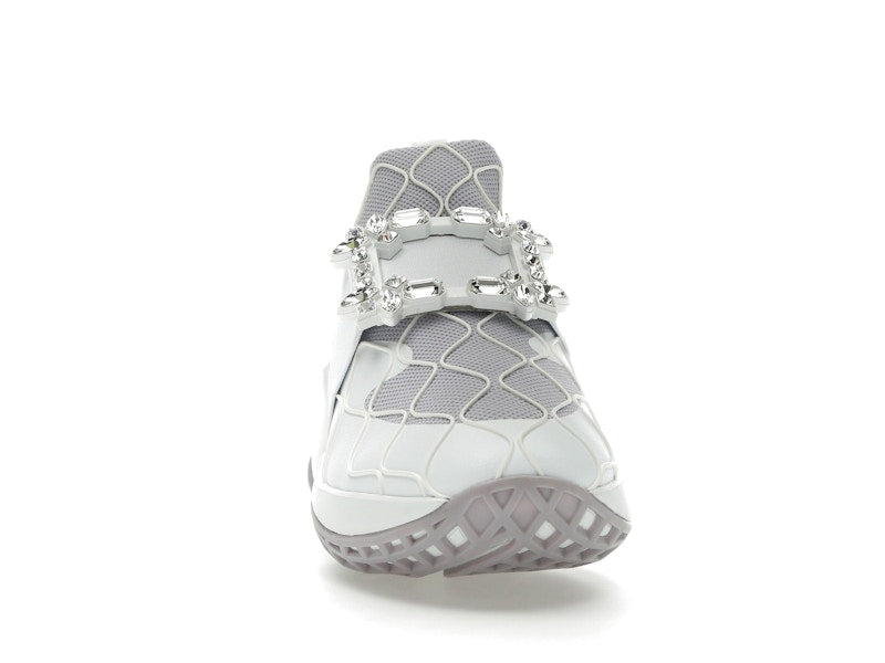 Roger Vivier Viv' Run Fabric White Purple Crystal Buckle (Women's)