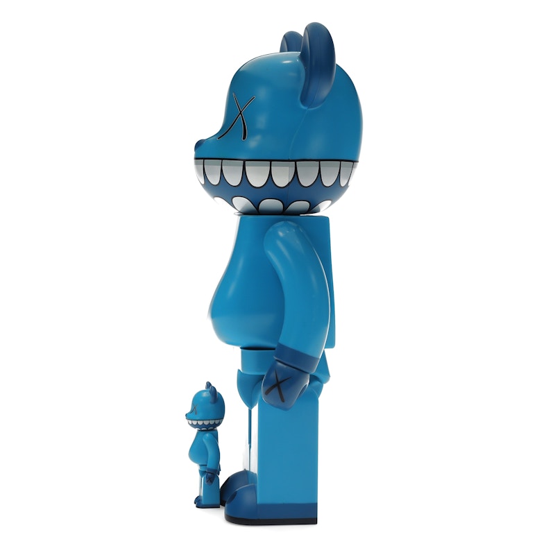 Bearbrick x a-nation KAWS Chompers 100% & 400% Set Blue