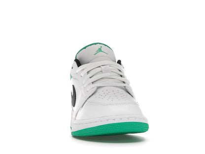 Jordan 1 Low White Lucky Green Tumbled Leather (GS)