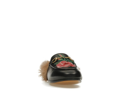 Gucci Floral Embroidered Princetown Mules Black (Women's)