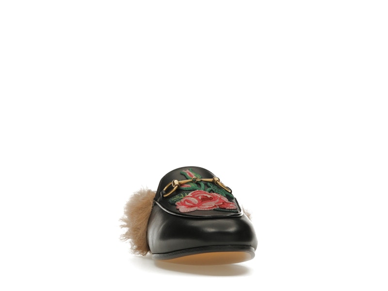 Gucci Floral Embroidered Princetown Mules Black (Women's)