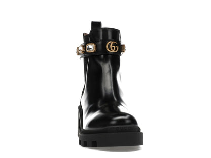 Gucci Crystal Belt 60mm Ankle Boot Black Leather