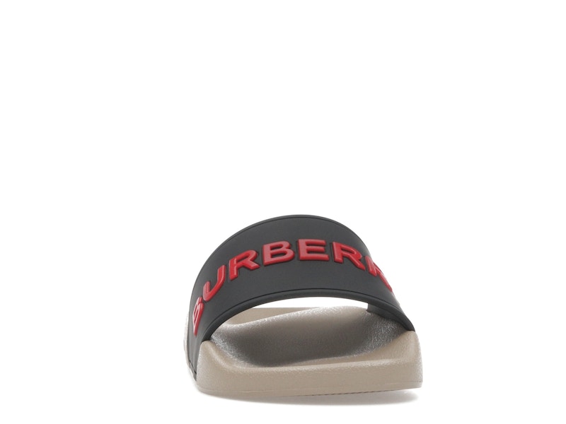 Burberry Embossed Logo Slide Black Red Tan (Women's)