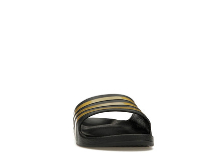 adidas Adilette Aqua Slides Core Black Gold Metallic