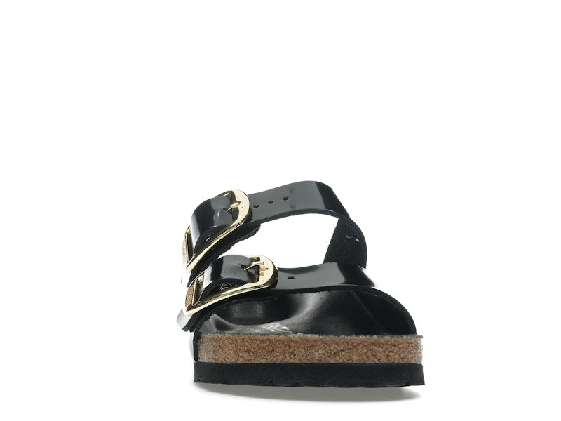 Birkenstock Arizona Big Buckle Natural Leather Patent Black Gold (Women's)
