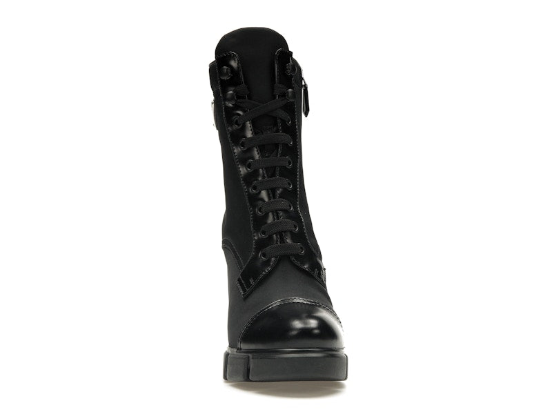Prada 110 mm Nylon Booties Black Brushed Leather