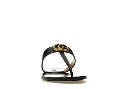 Gucci Double G Thong Sandal Black Leather